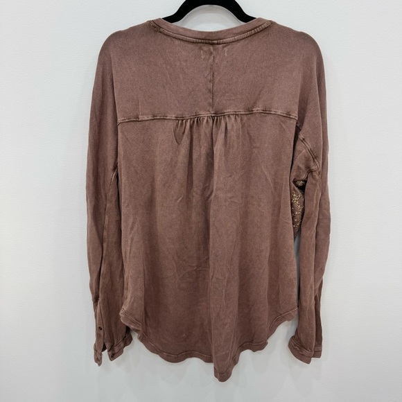 Free People Free Spirit Henley Top in Red Clay Combo Thermal Sz Small brown - Picture 7 of 7
